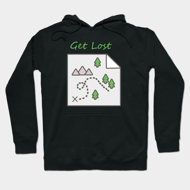 Get Lost Map Hiking Outdoors Adventure Nature Trekking Camp Hoodie by DesignerMAN